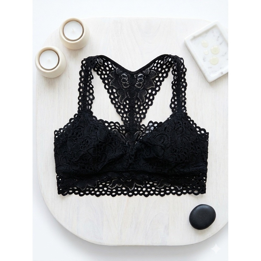 Aerie Boho Floral Eyelet Lace Racerback Bralette Women's Size Small‎
